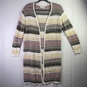 Olive & Oak Womens Striped Multicolor Knit Cardigan Sweater Size M Long‎ Sleeve